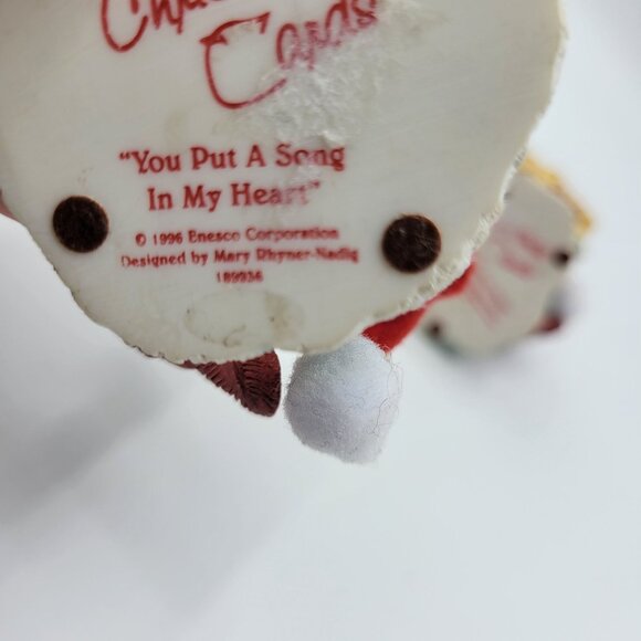 Vintage 1996 Christmas Card ENESCO Cardinal Bird Figurine Set Of 2 Santa Hats - Picture 9 of 14